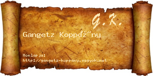 Gangetz Koppány névjegykártya